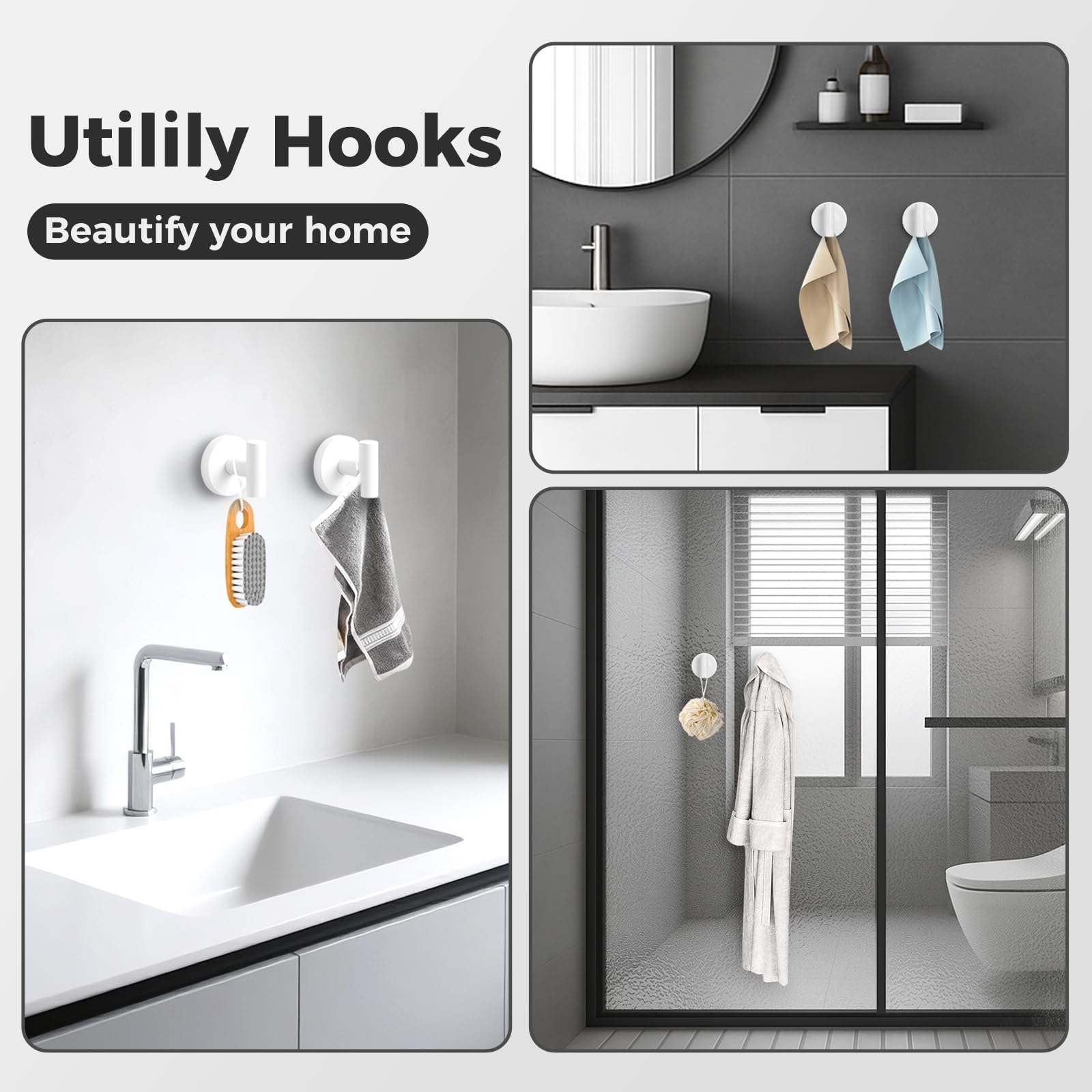 WingWider bathroom organizer hooks blend with any style and save space.