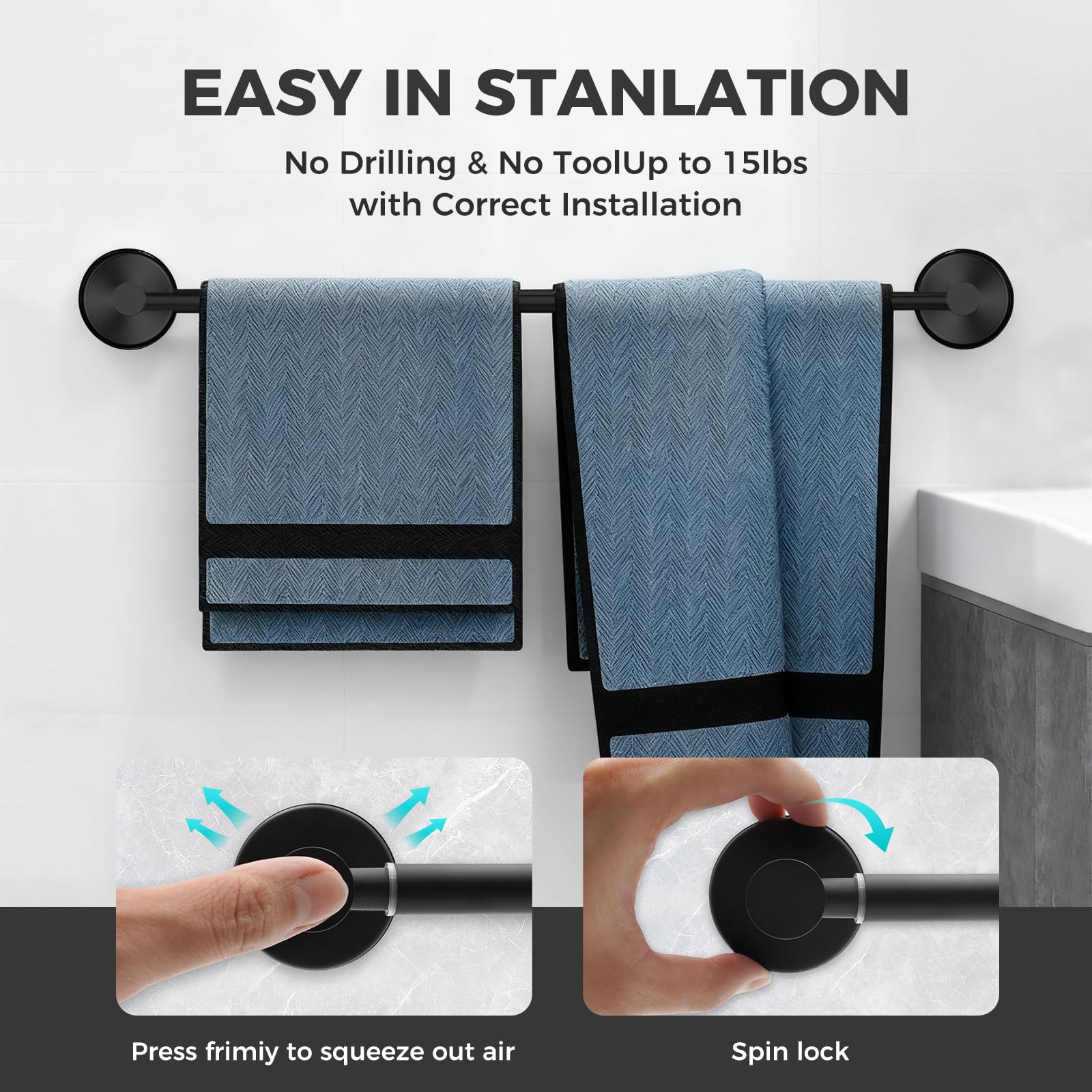 WingWider metal towel bar resists rust in humid bathrooms.