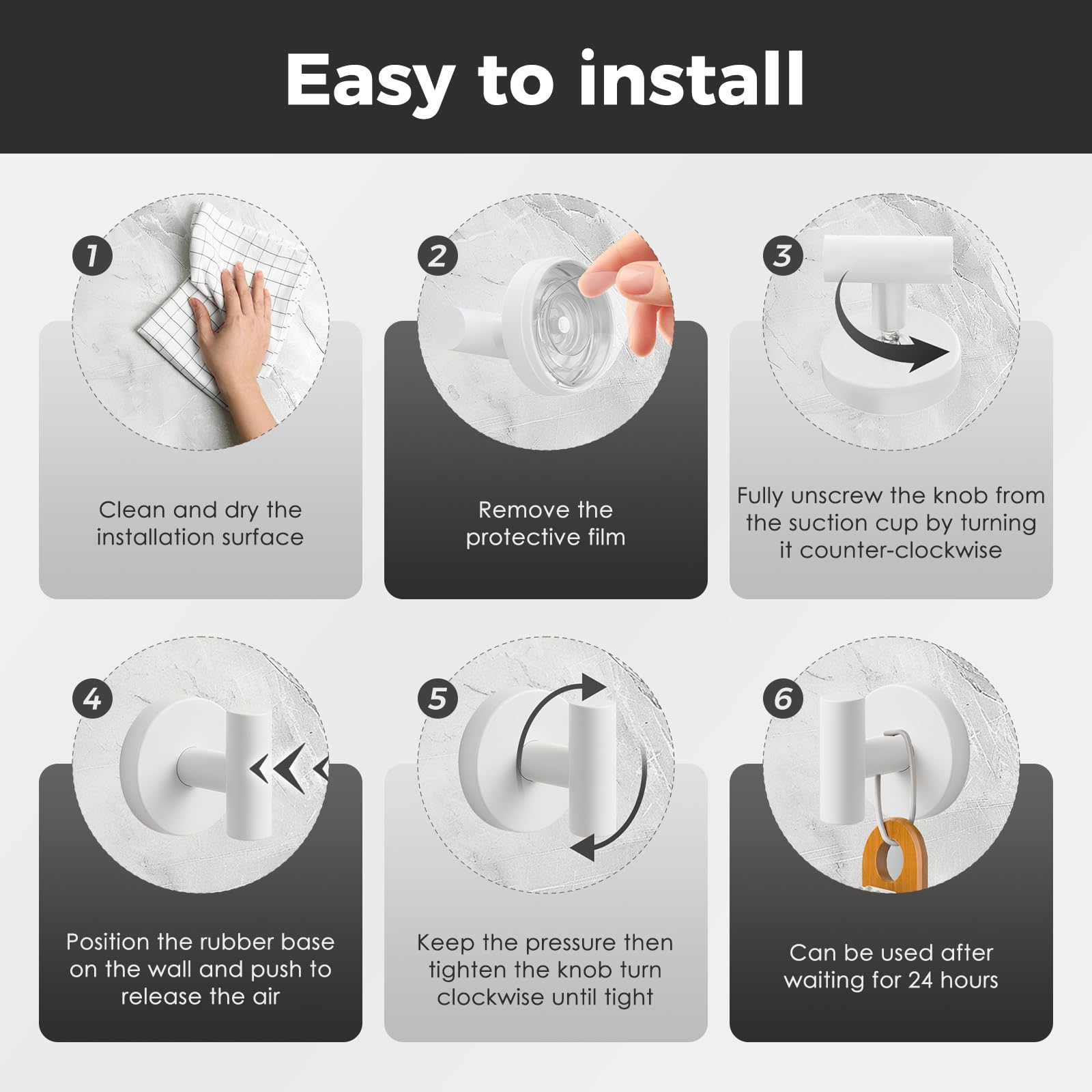WingWider no-drill installation enables quick setup on tiles, glass, or marble.