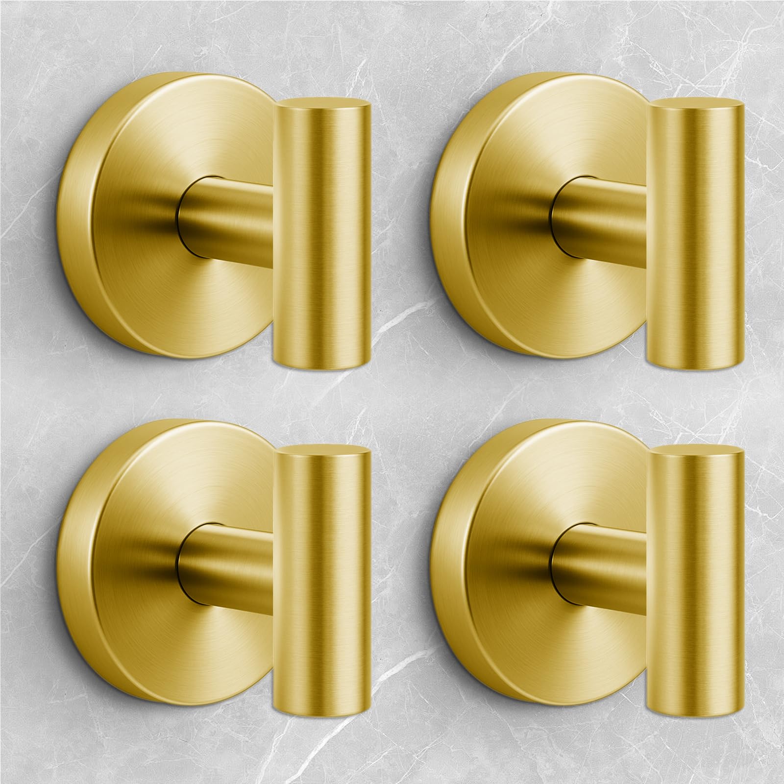 WingWider shower hooks gold finish close-up showing secure towel hanging