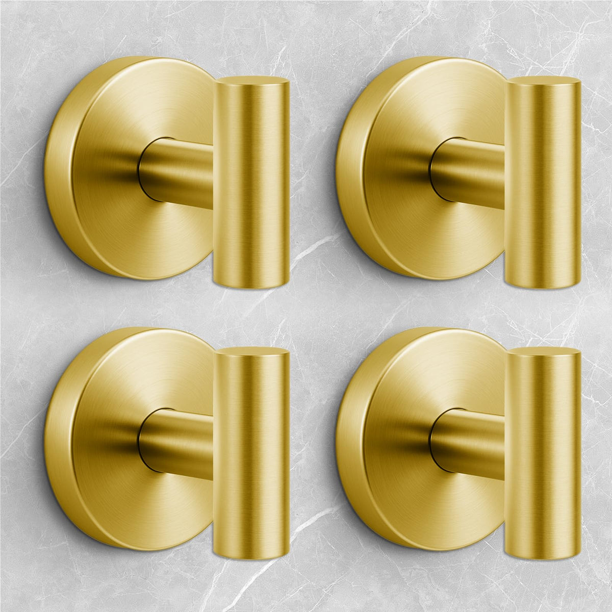 WingWider shower hooks gold finish close-up showing secure towel hanging