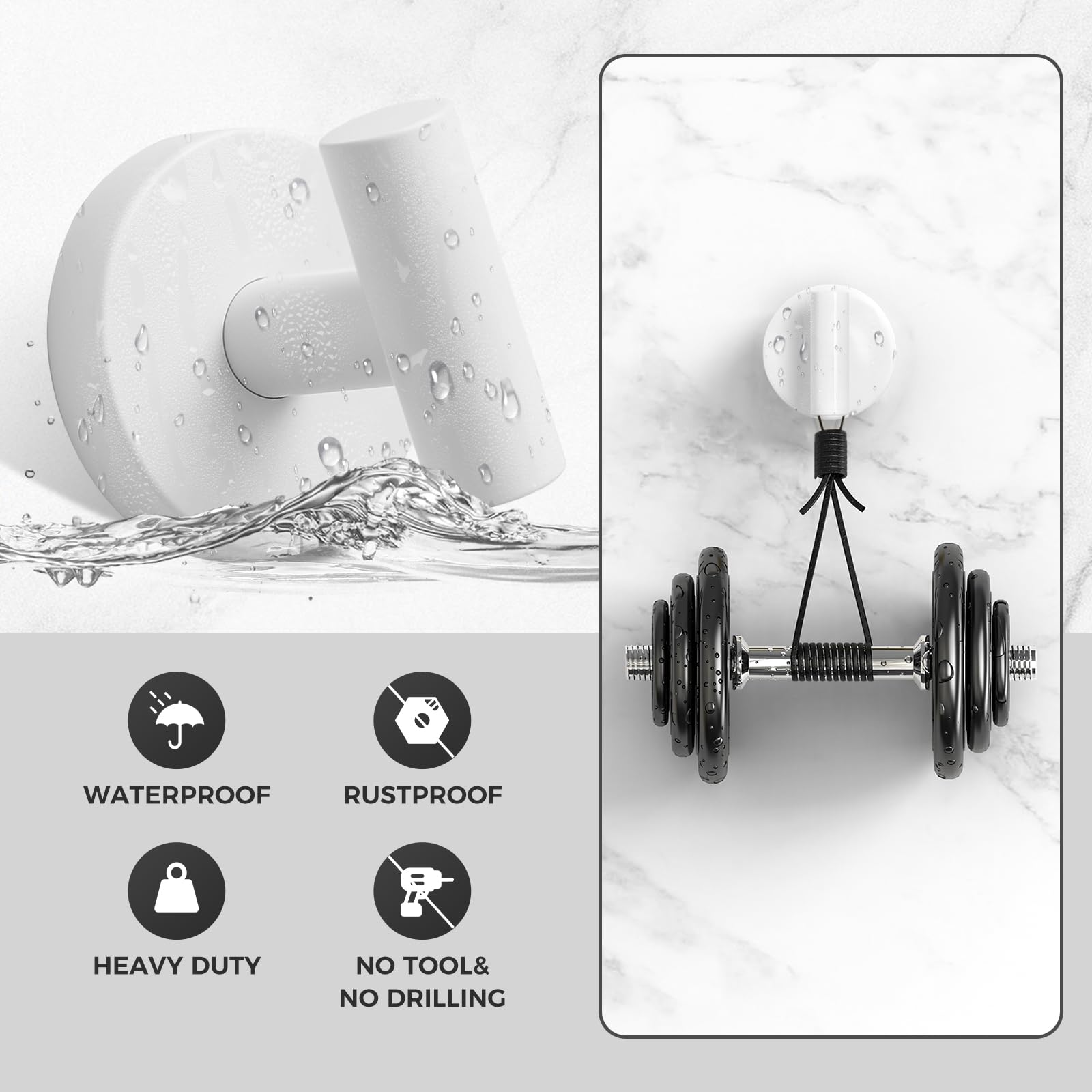 WingWider heavy-duty towel hook supports up to 5 kg for towels.