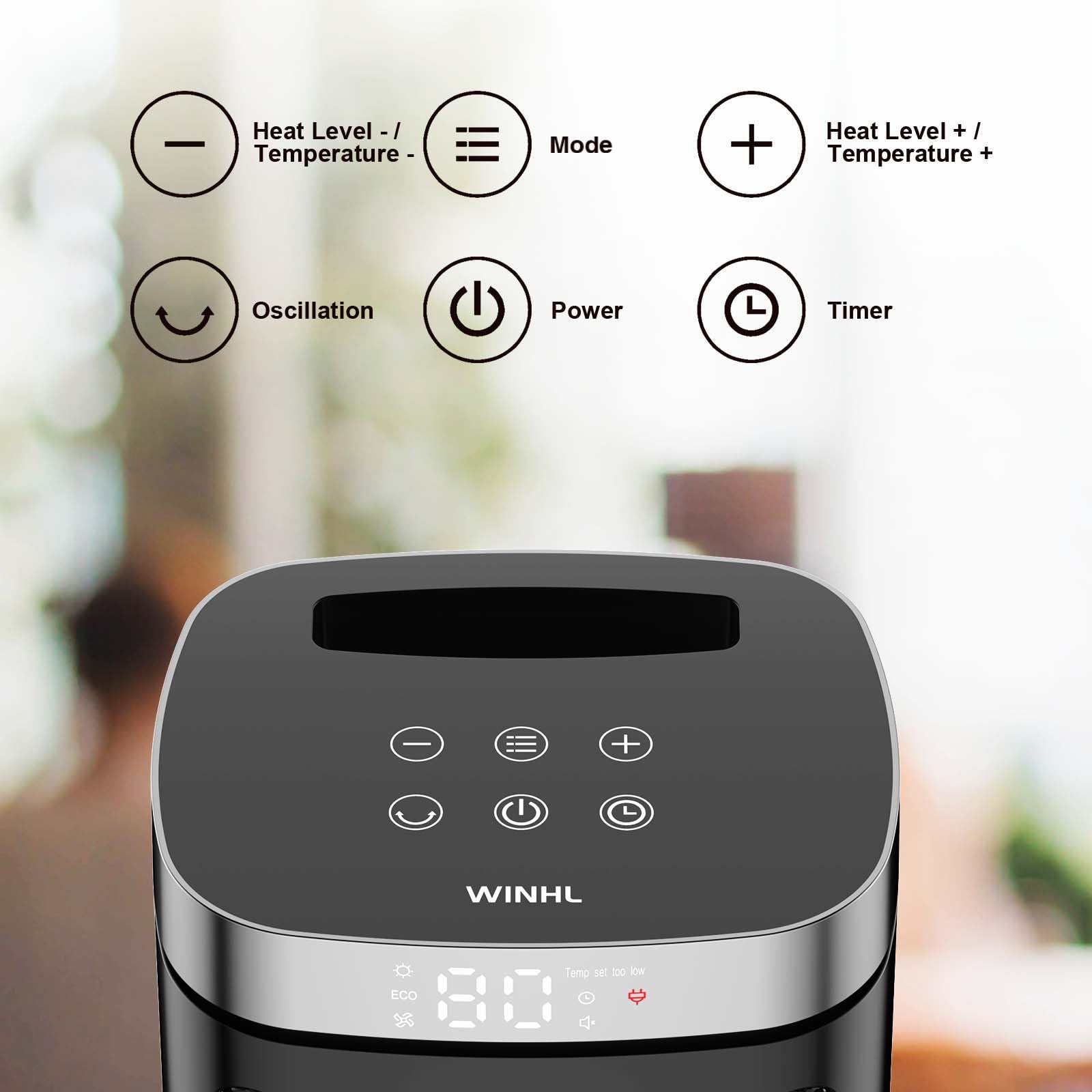 WINHL remote control in use for easy temperature and mode adjustments