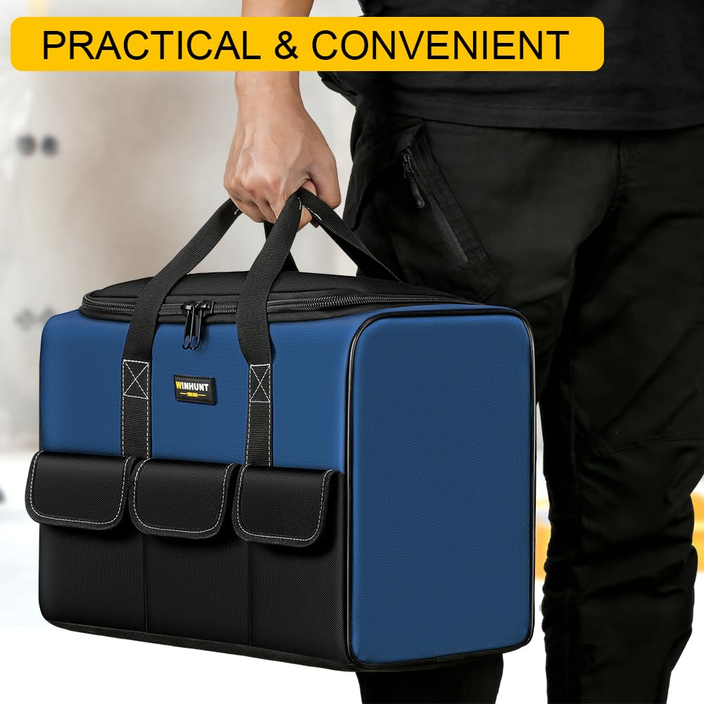 WINHUNT Large Tool Bag dimensions highlighted for easy transport and tool fit.