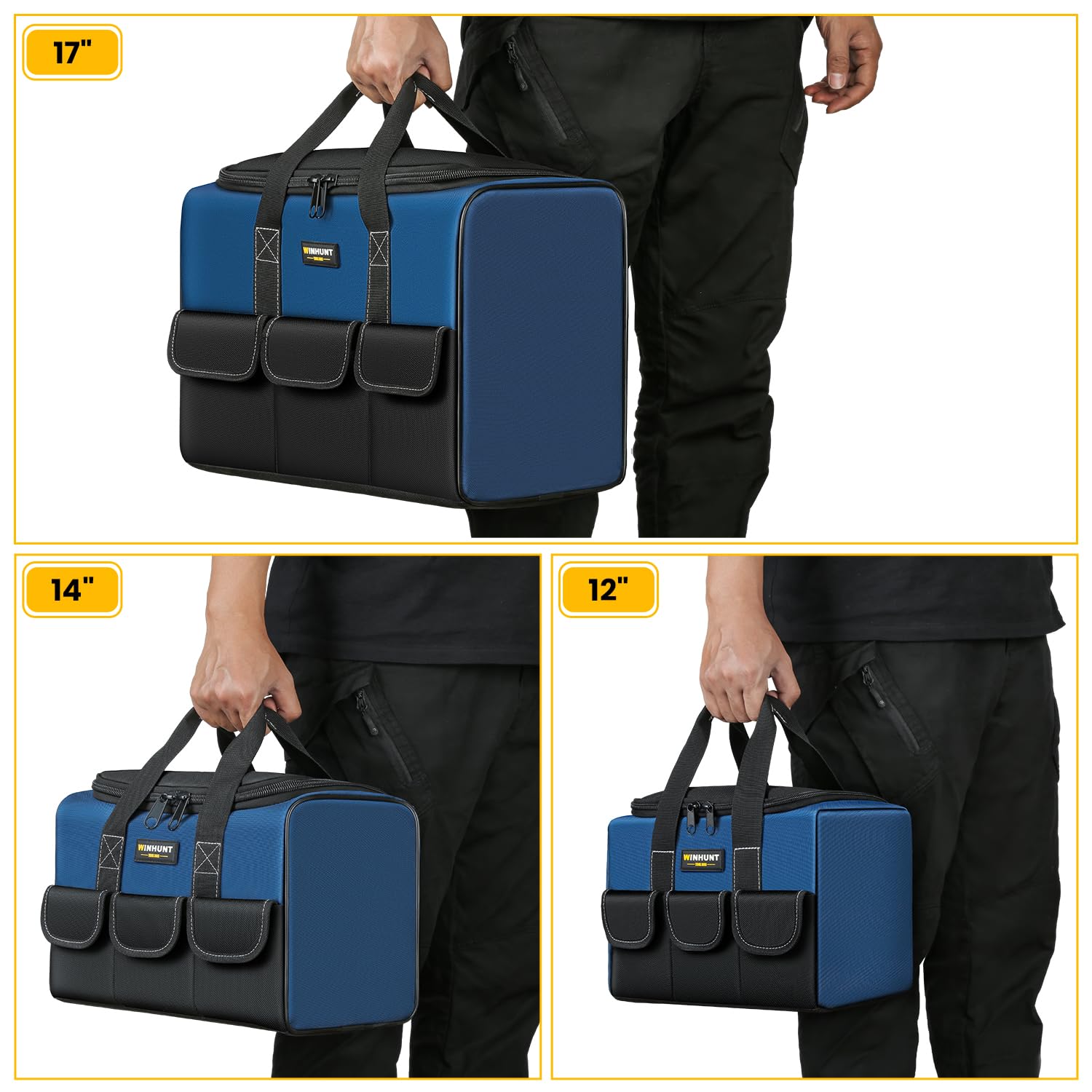 WinHunt tool bag set bottom panel keeps contents upright and stable.