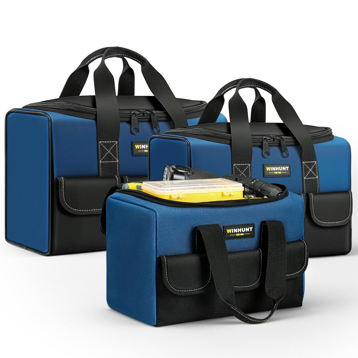 WinHunt tool bag set compact inner pocket keeps small parts organized on job sites.