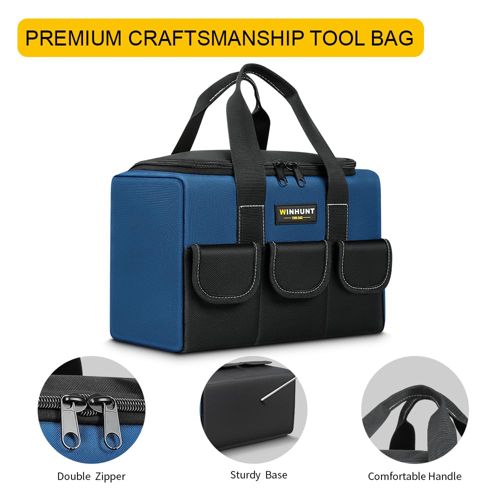 WinHunt tool bag set heavy-duty zippers ensure durable closure under use.