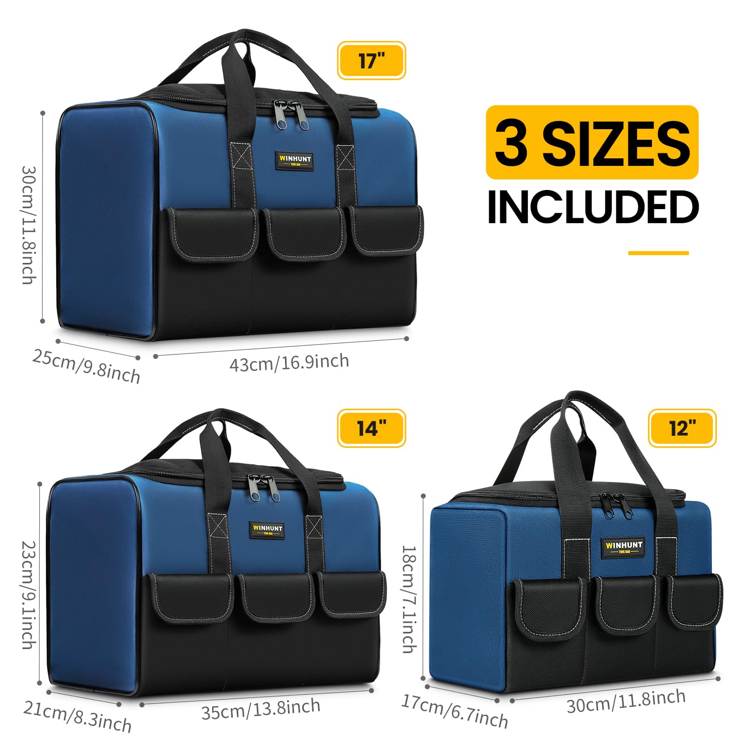WinHunt tool bag set outer pockets provide quick access to tools.