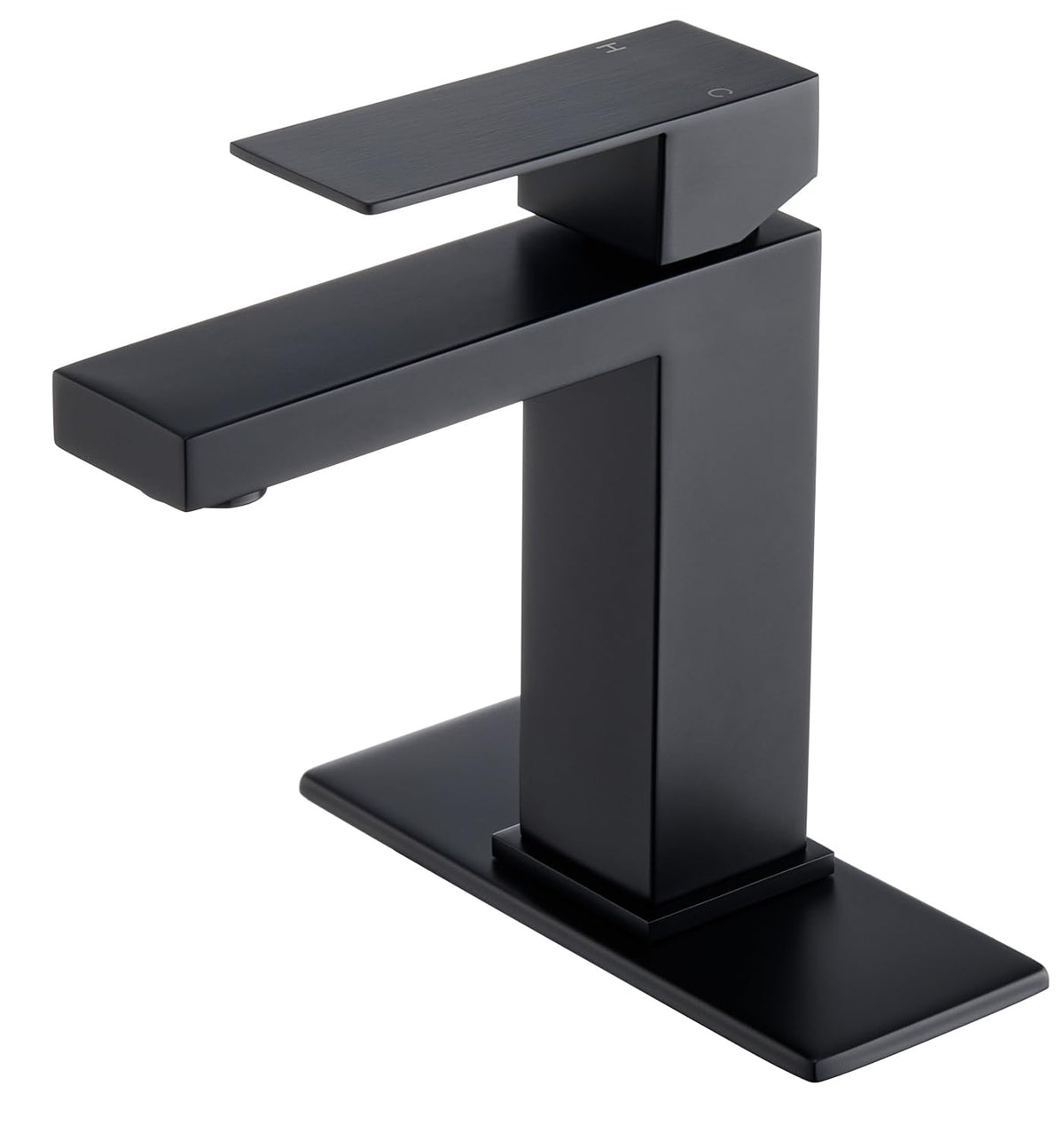 WINKEAR black bathroom faucet close-up finish highlights durable stainless steel