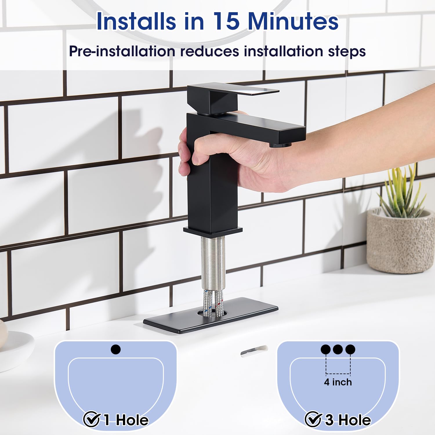 WINKEAR black faucet delivers smooth water flow with reduced splash