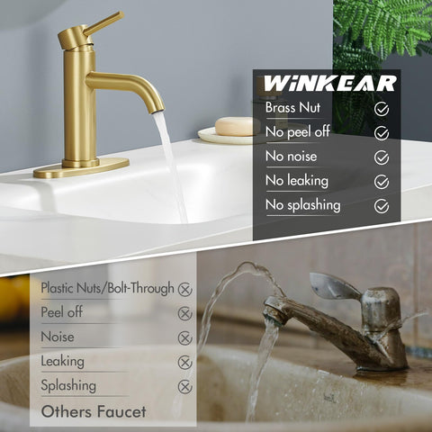 WINKEAR brushed gold finish adds warm, modern farmhouse appeal.