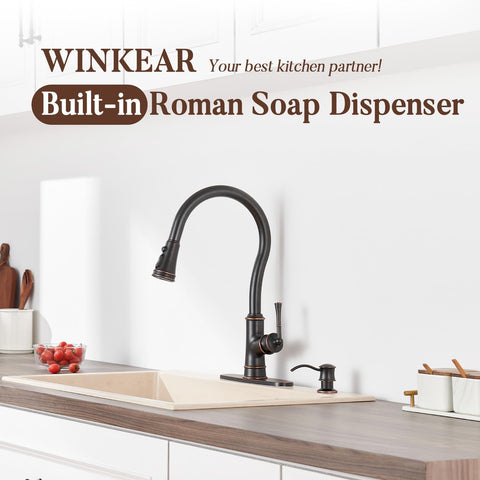 WINKEAR long spout arch design enables precise dispensing from any sink area
