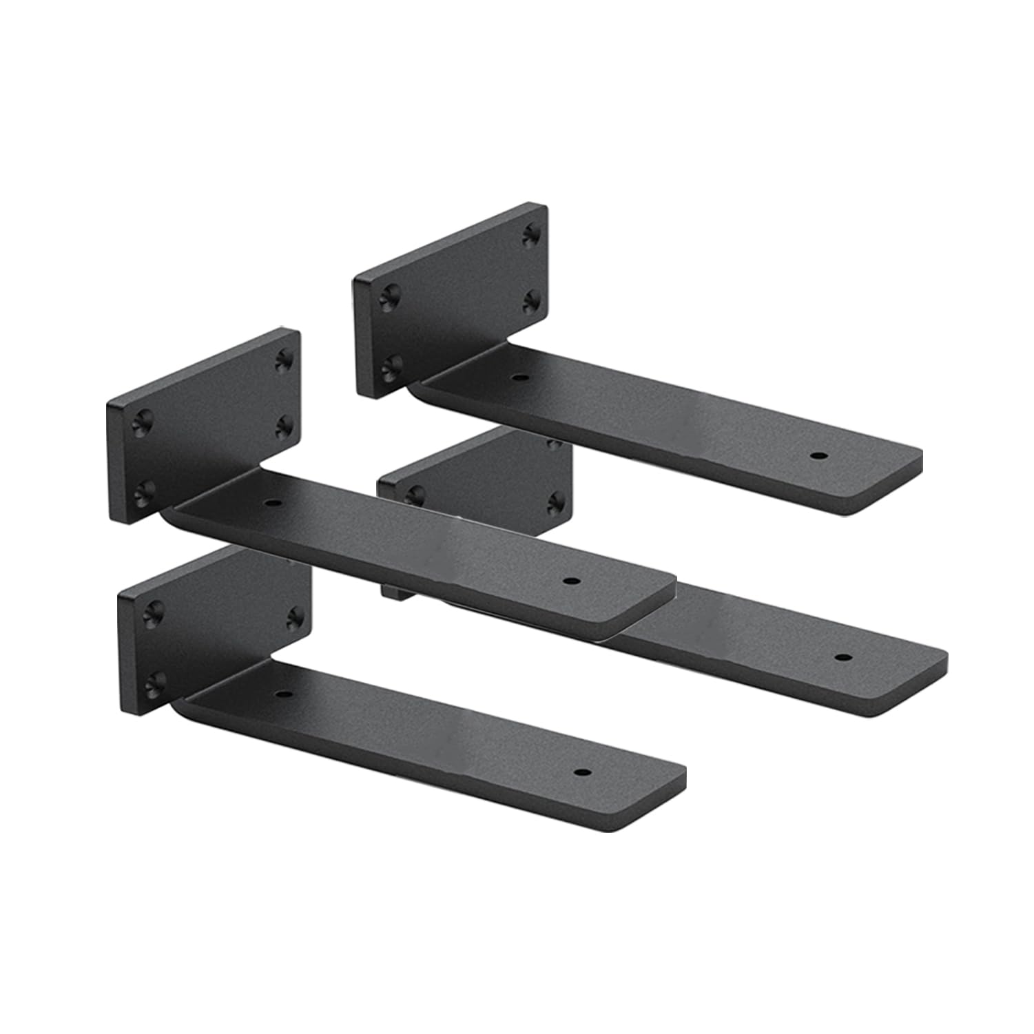 WINKER 10-inch floating shelf brackets in black finish provide sturdy, hidden support.