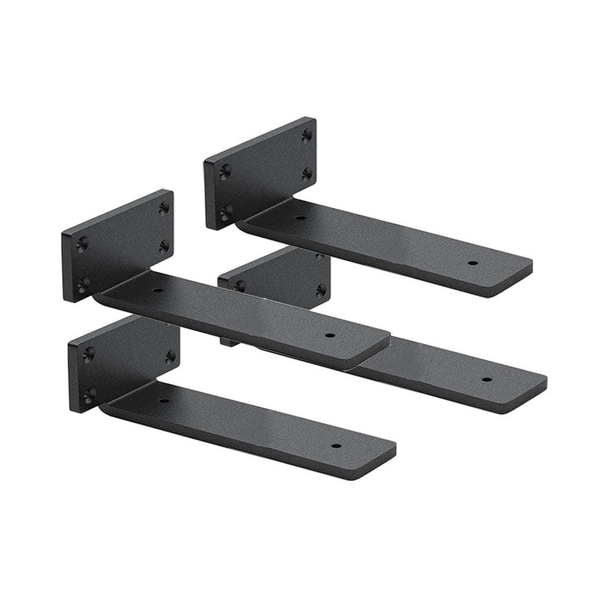WINKER 10-inch floating shelf brackets in black finish provide sturdy, hidden support.