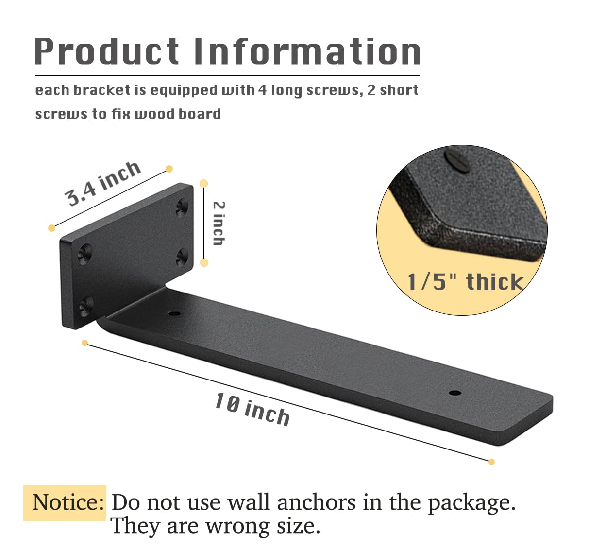 Screws included with WINKER brackets simplify installation and secure your shelves.