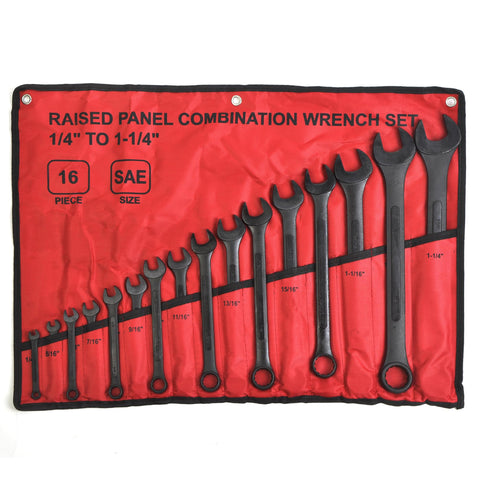 Winmax Tools Automotive 16-piece SAE wrench set with open-end and box-end for stubborn fasteners.