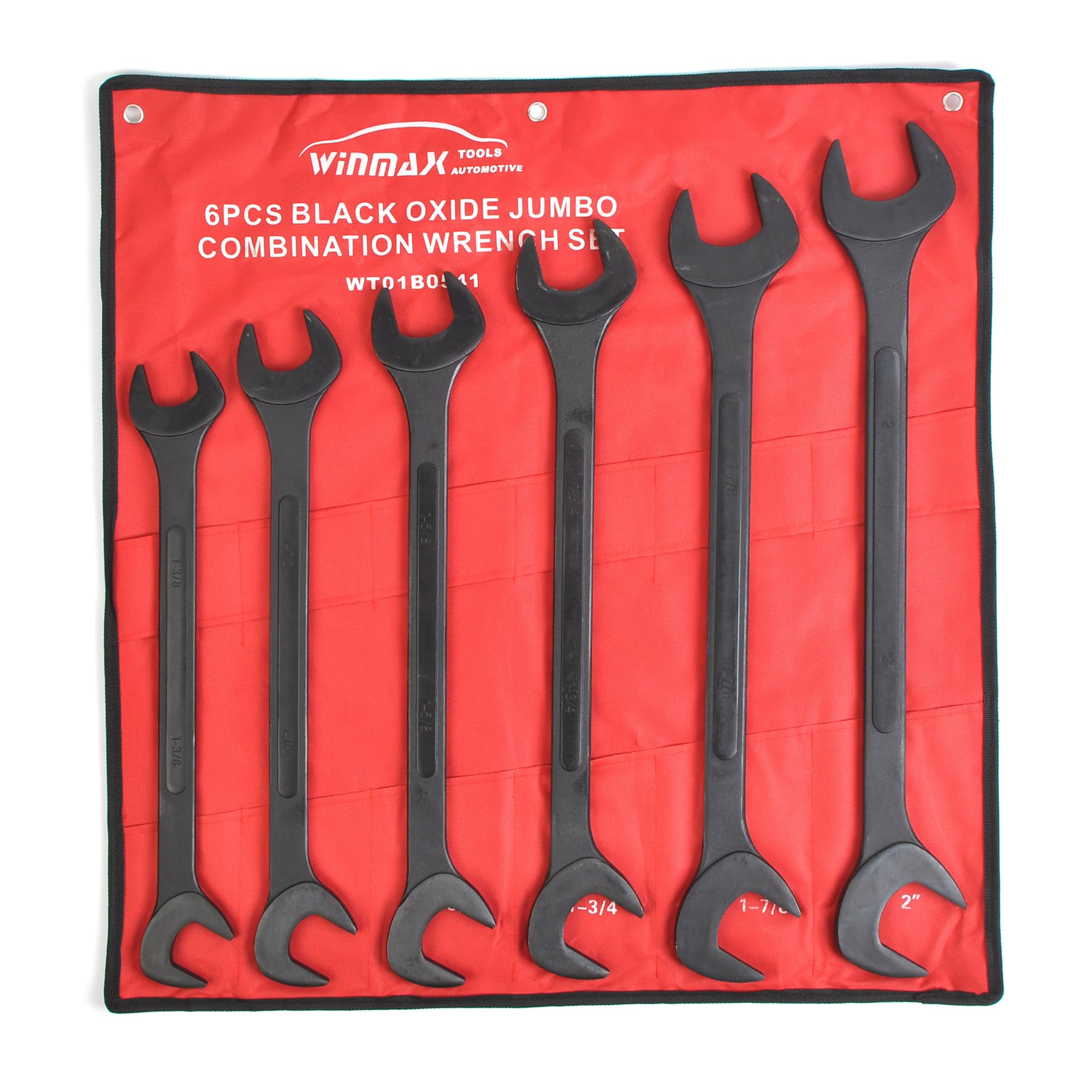 WINMAX Tools Automotive 6-piece SAE jumbo angle wrenches ready for tight spaces.