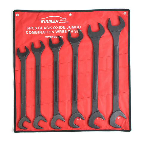 WINMAX Tools Automotive 6-piece SAE jumbo angle wrenches ready for tight spaces.