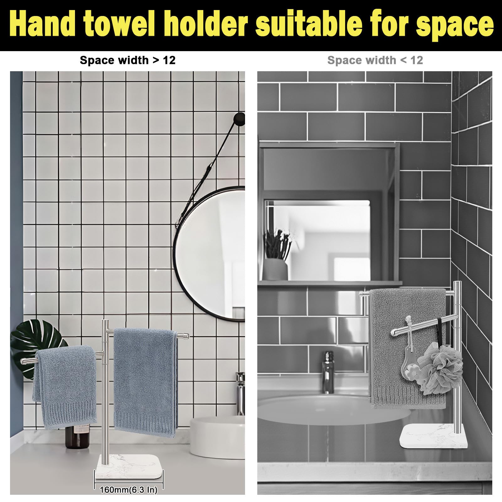 Winmien stainless steel towel stand with brushed nickel finish elevates modern bathroom styling.