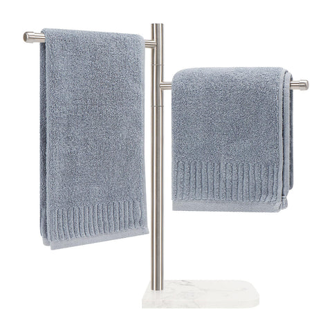 Winmien standing hand towel holder with marble base provides stable, elegant towel storage on any countertop.