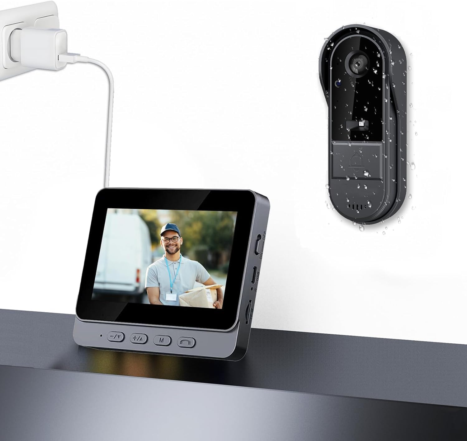 Winnes doorbell camera 1080p front view for clear doorstep visibility