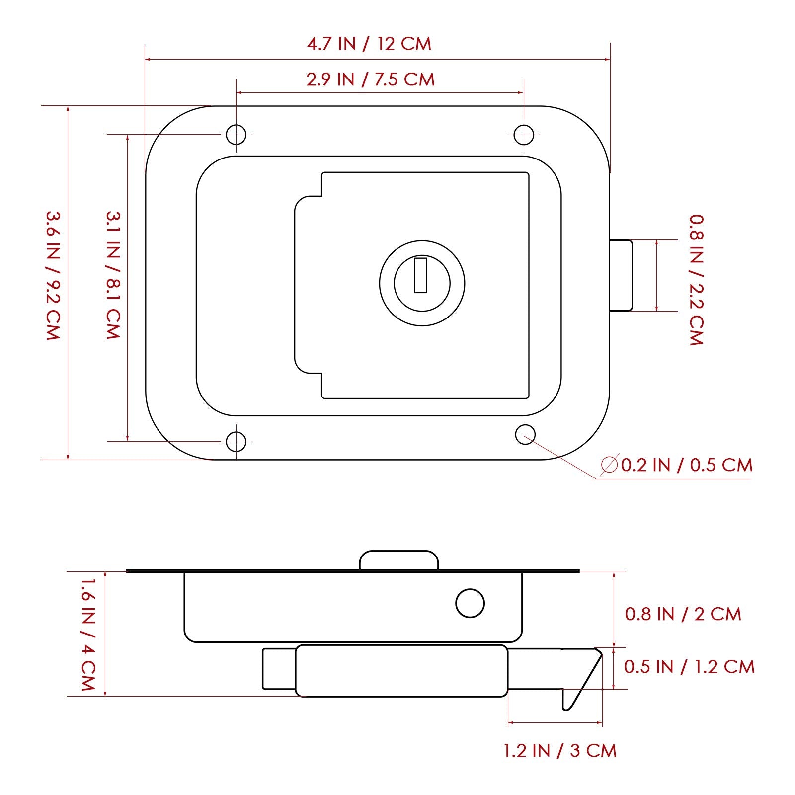 WINOMO paddle latch door lock shown flush mounted for easy installation