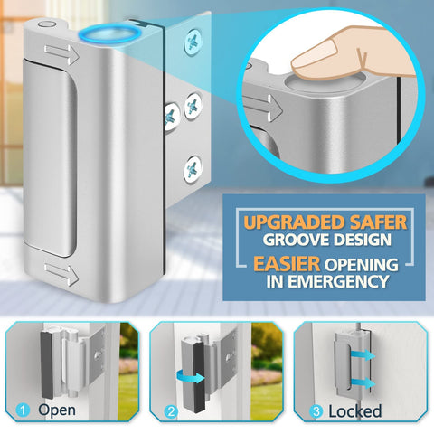 WINONLY child-proof door lock inside view emphasizing tamper-resistant design and easy reach avoidance.