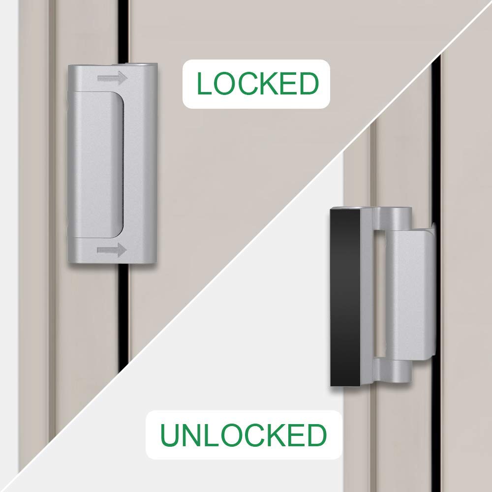 WINONLY night-time security view showing illuminated door handle and reinforced strike.
