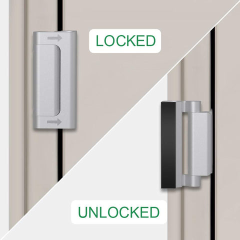 WINONLY night-time security view showing illuminated door handle and reinforced strike.