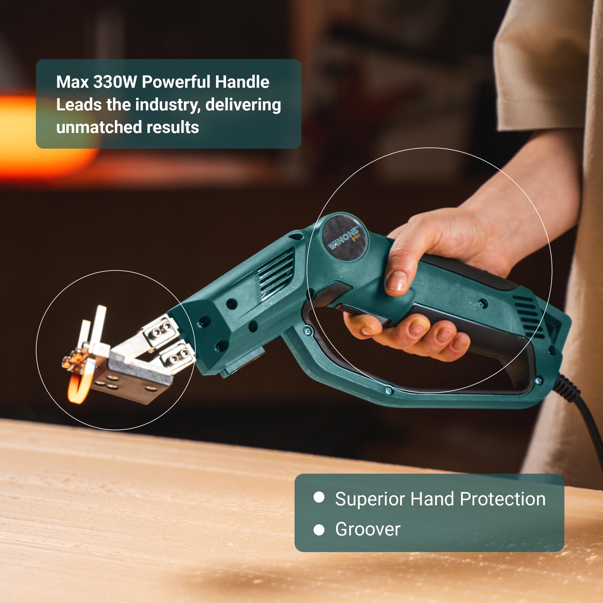 WINONS foam cutter in action showing rapid heating and easy start.
