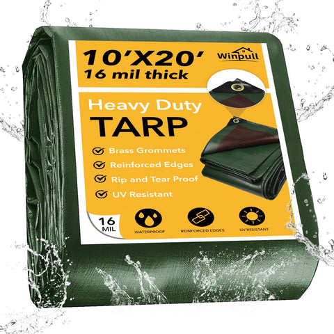 Winpull tarp 10x20 heavy-duty with brass grommets for secure outdoor coverage