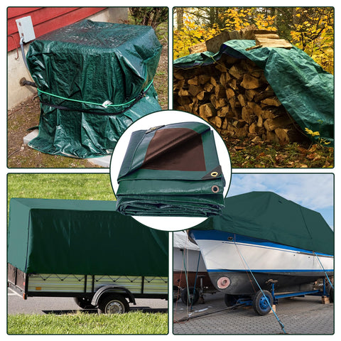 Winpull green tarp blends into landscapes while guarding items