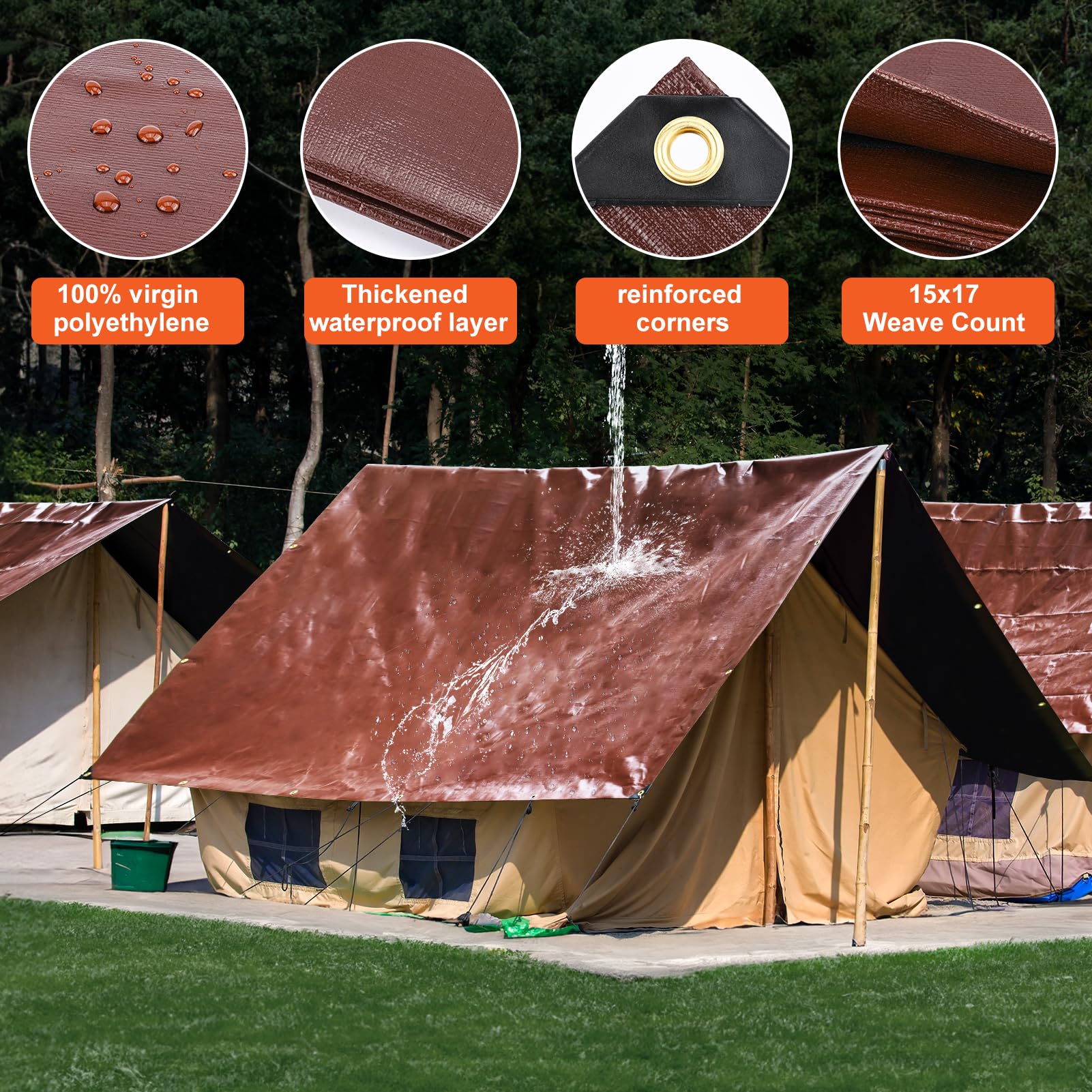 Winpull tarp close up shows thickened waterproof layer