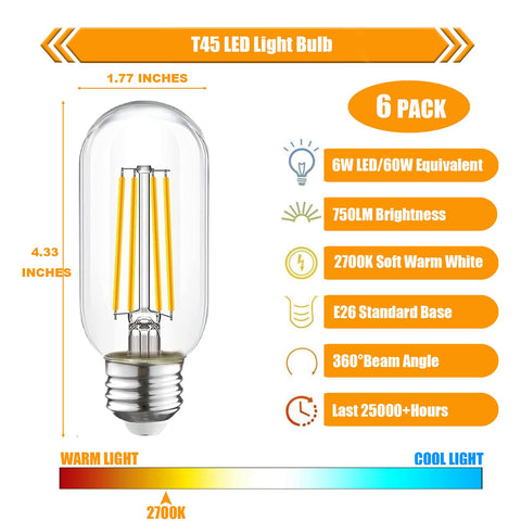 WinsaLED 2700K soft white Edison filament ideal for cozy bedrooms.