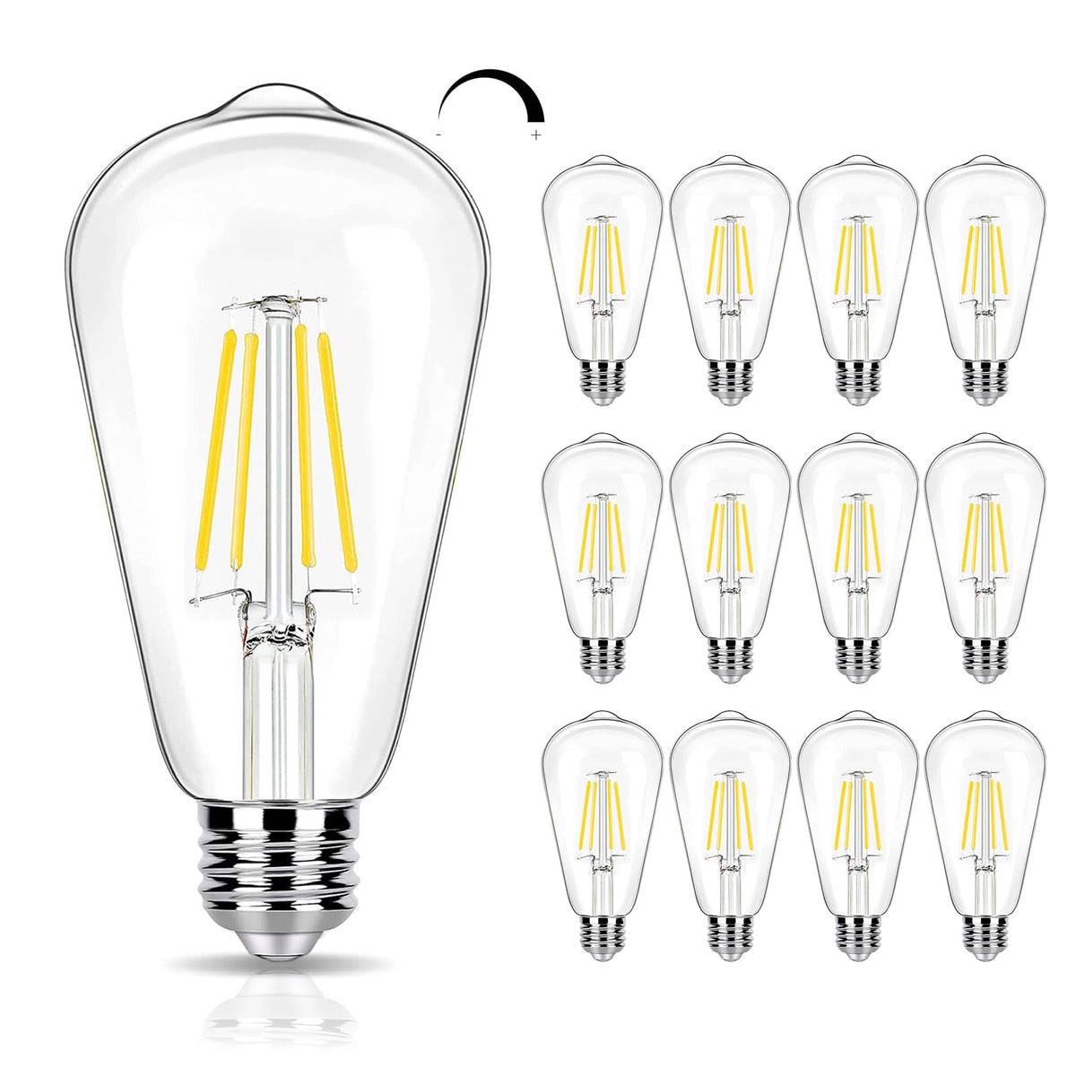 WinsaLED 12-pack bulbs for Edison fixtures, 40W equivalent, reliable brightness.