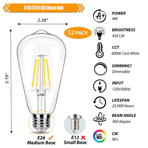 WinsaLED 4000K cool white filaments offer natural, cozy ambience.