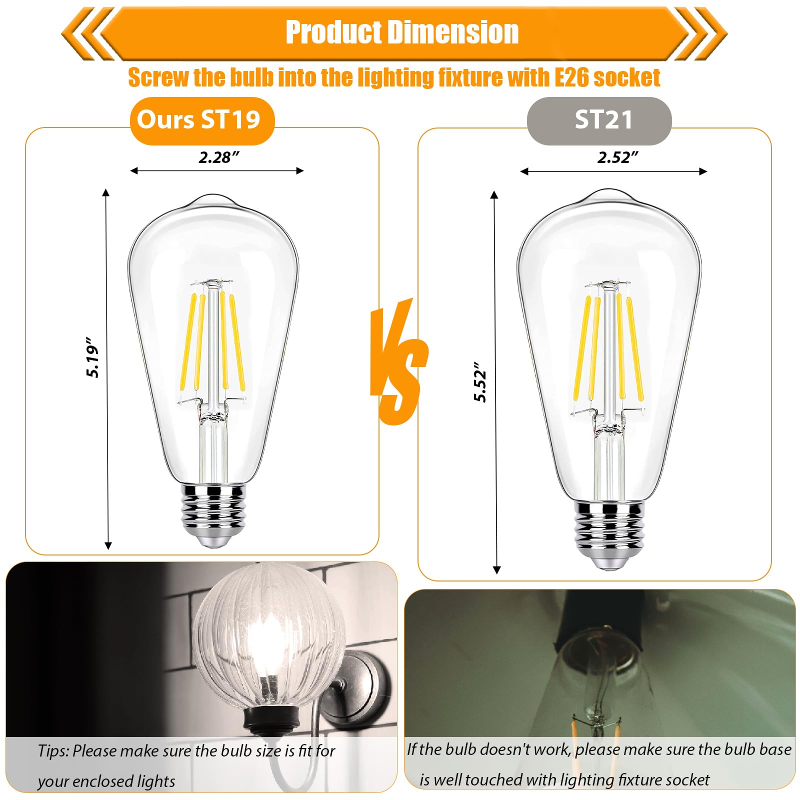 WinsaLED ST19 decorative bulb adds charming accent lighting.