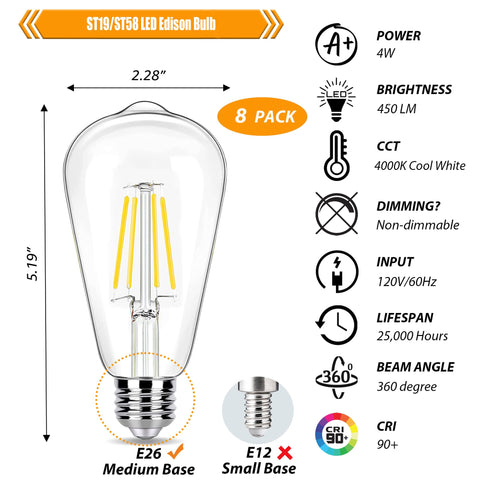 winsaLED cool white 4000K Edison bulb creates bright, inviting spaces