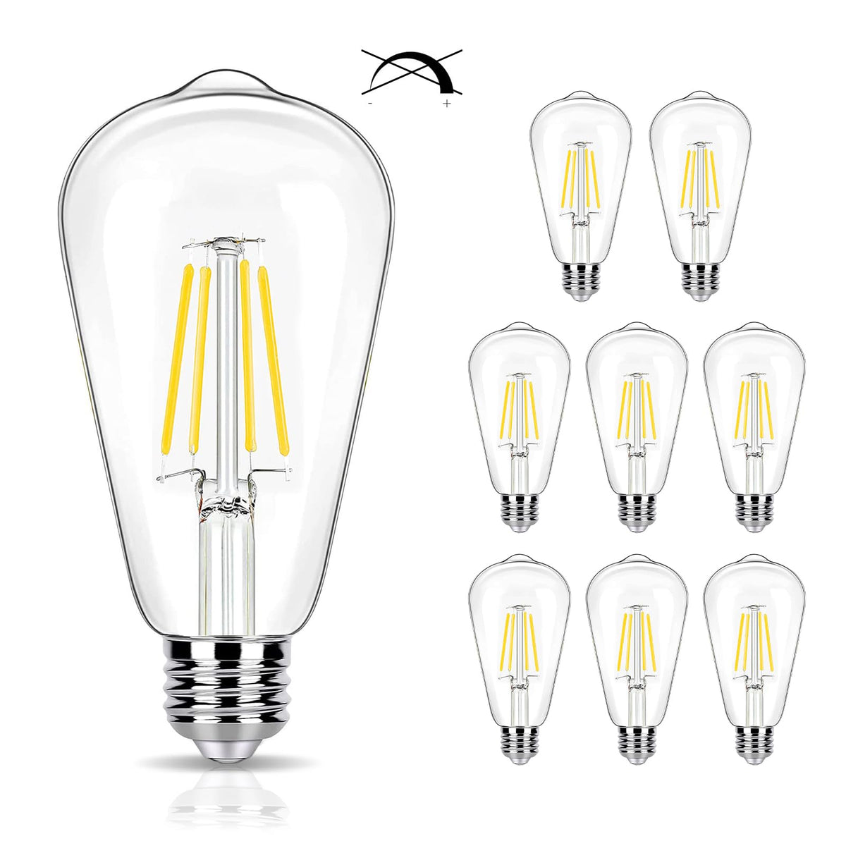 winsaLED 8-pack 4W LED Edison bulb with 450lm brightness for pendant lighting