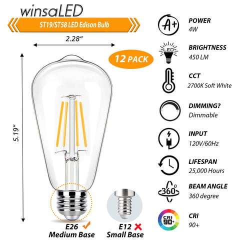 WinsaLED ST19 clear vintage Edison bulb adds nostalgic charm to fixtures