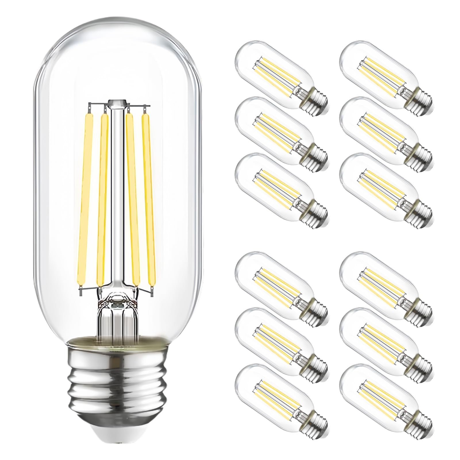 WinsaLED T45 dimmable LED bulb with clear tubular design for vintage-inspired lighting.