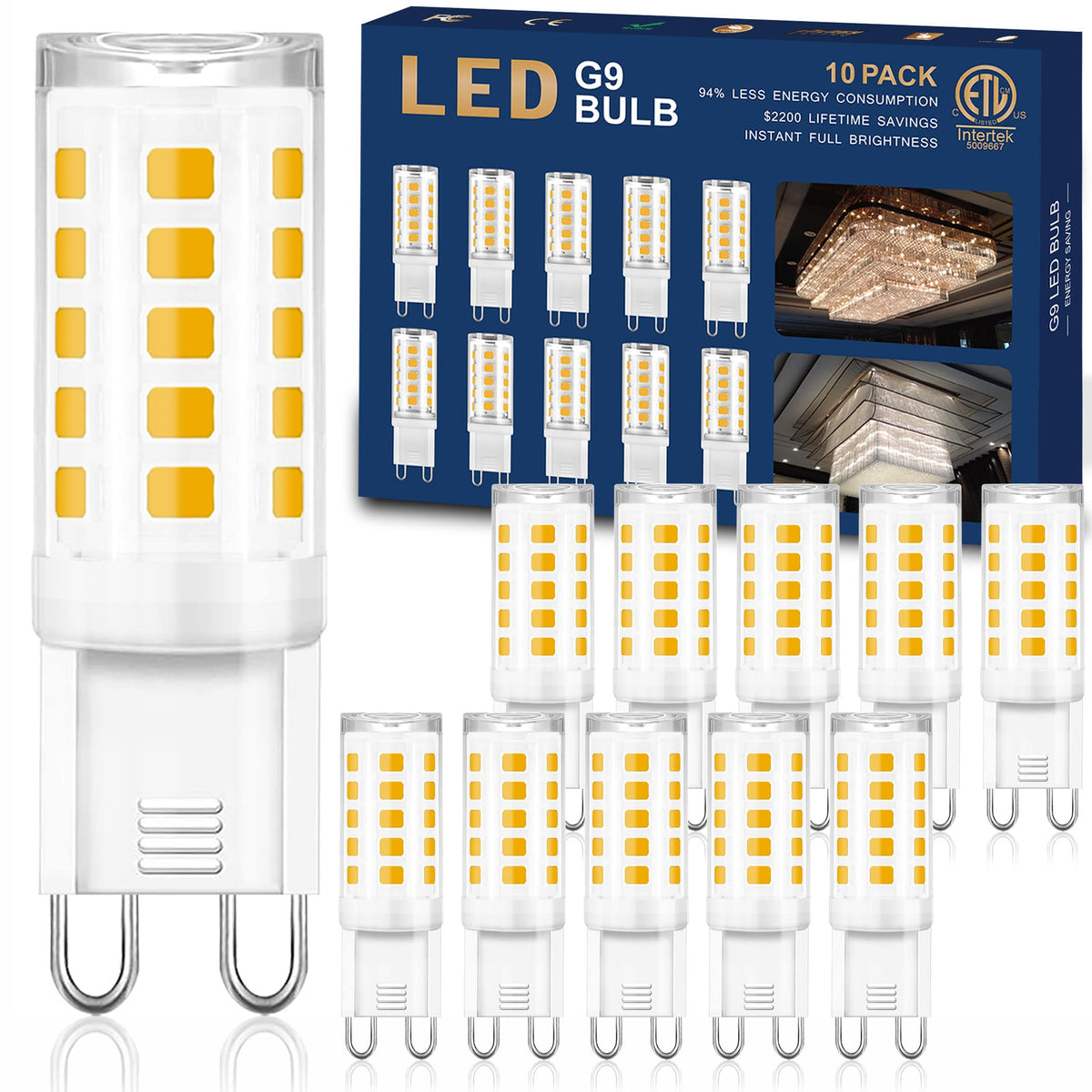 Winshine G9 LED bulb in warm white 3000K with ceramic base for safe chandelier lighting.