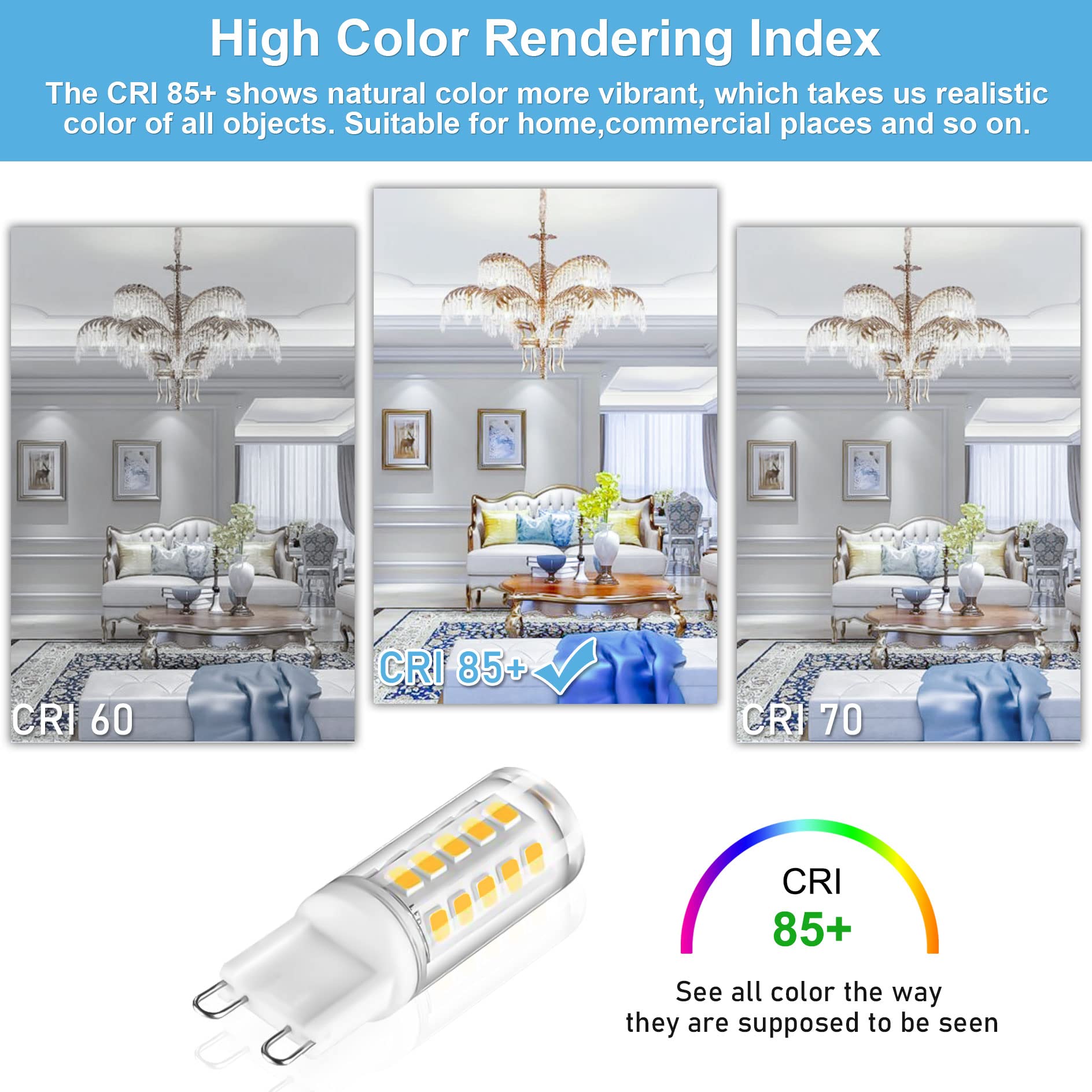 Winshine G9 LED bulb featuring a heat-dissipating ceramic base for safety.
