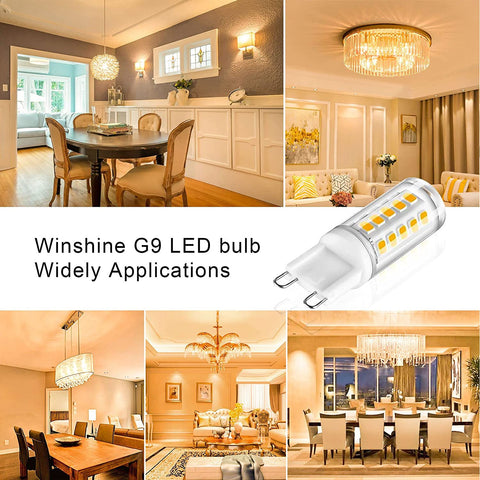 Winshine G9 LED bulbs compact size, easy to swap in fixtures.