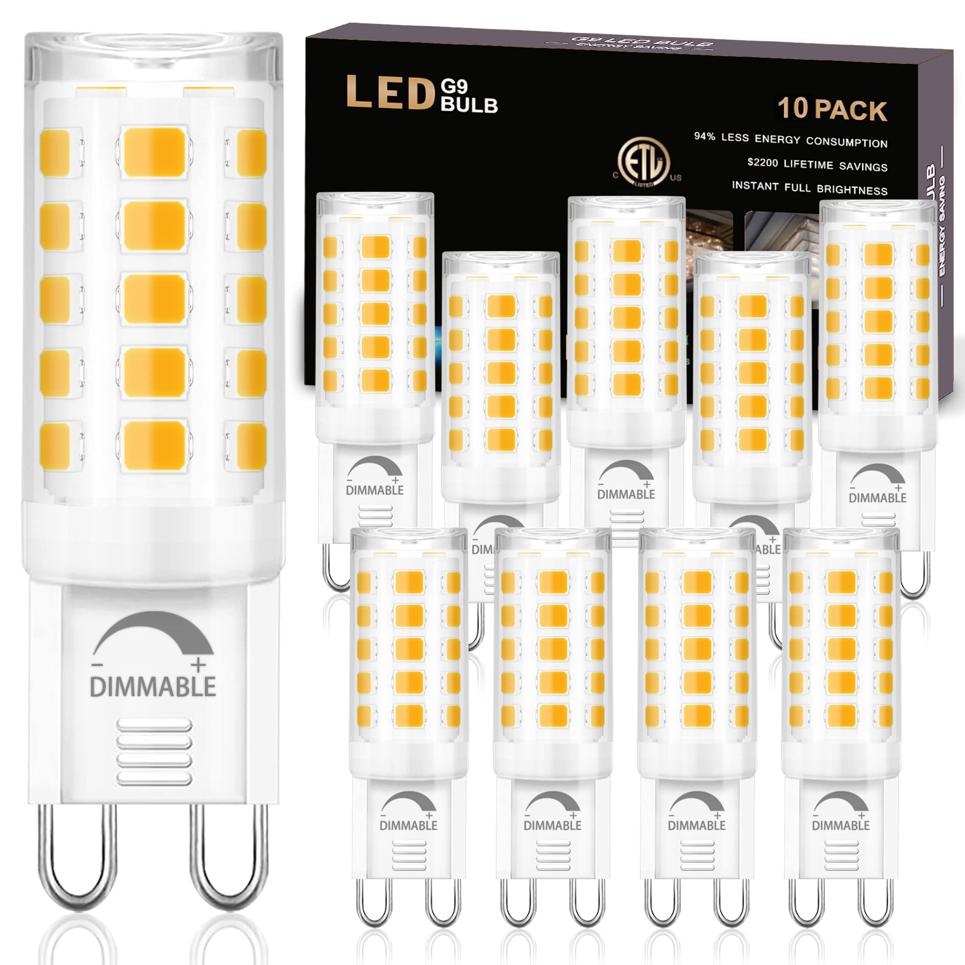 Winshine G9 LED bulbs pack front view, ideal chandelier lighting replacement.