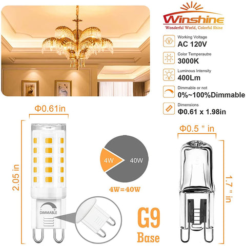 Winshine G9 LED bulbs warm white 3000K, cozy dining ambiance.