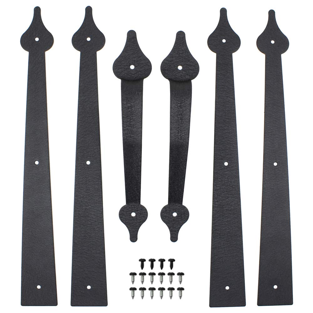 WINSOON decorative strap hinges in black matte finish for rustic doors