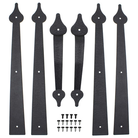 WINSOON decorative strap hinges in black matte finish for rustic doors