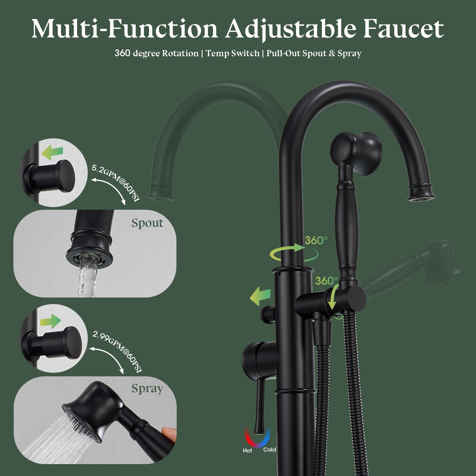 Wintap 360-degree swivel shower holder reduces drips after baths.