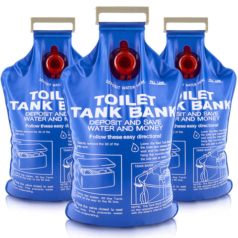 W WINTHORPE Toilet Tank Bank Insert three-pack demonstrates a simple water-saving solution for older toilets.